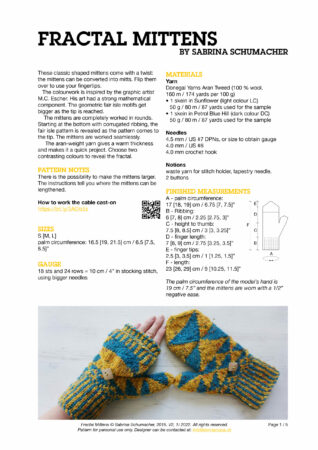 Fractal mittens knitting pattern first page donnarossa
