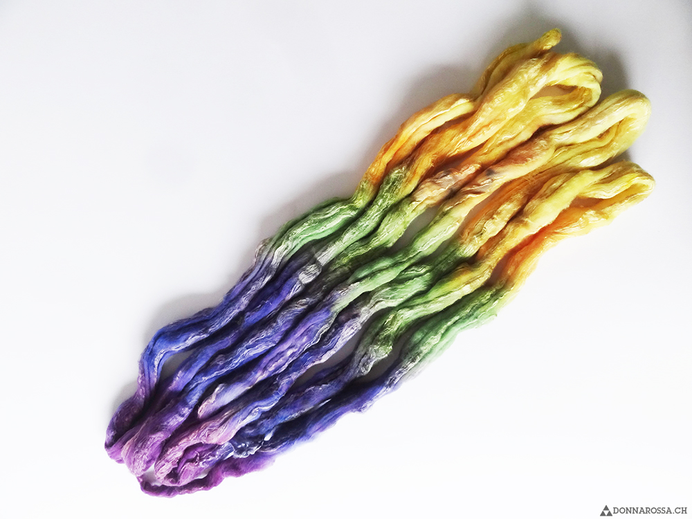 dotted rays krokusse fibres fiber colours aligned spinnfaser farben