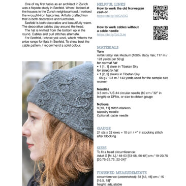 Seefeld hat main page donnarossa knitting pattern Zurich Collection