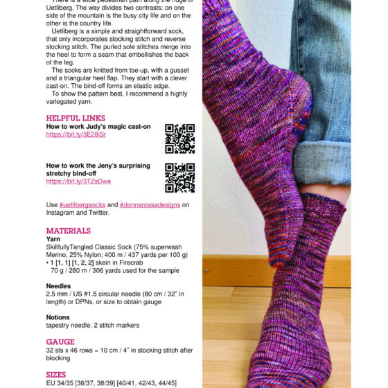Uetliberg socks knitting pattern title page